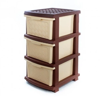 Комод пластиковый на 3 яруса, 34*40*66см, R-Plastic Бежево-коричневый