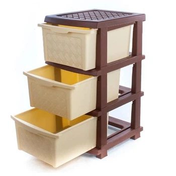 Комод пластиковый на 3 яруса, 34*40*66см, R-Plastic Бежево-коричневый (0-11-0170)