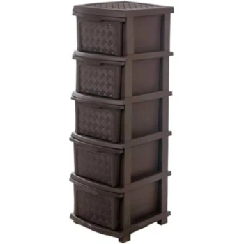 Комод пластиковый R-Plastic Компакт Плюс 5 ярусов 106x40x34 см Коричневый