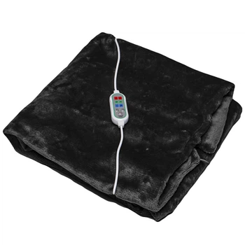 Плед шаль ковдру з підігрівом Lesko 100*65 Black usb від повербанку (OPT-7781)