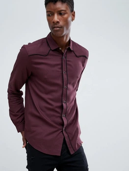 Рубашка ASOS 5947256 2XS (1011342XS) Бордовый