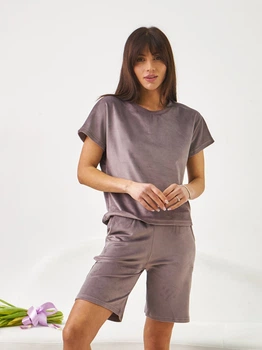 Пижама (футболка + шорты) женская BARWA garments 0290/291 S Темный фрез (2112902911082)