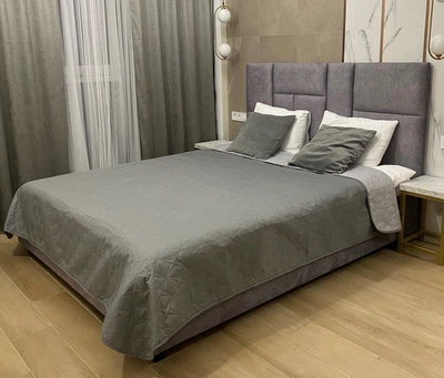 Двостороннє стьобане покривало Duet Grey 200х220 Мікрофібра Двоспальний Сірий