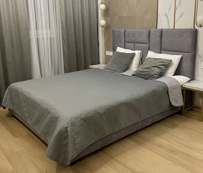 Двостороннє стьобане покривало Duet Grey 200х220 Мікрофібра Двоспальний Сірий