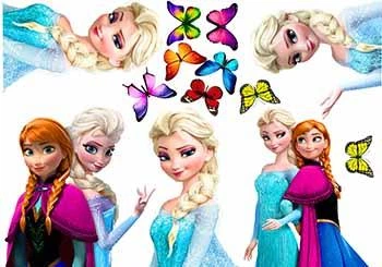 Вафельная картинка Холодное сердце (Frozen) Эльза и Анна, Олаф А4 (p0821)