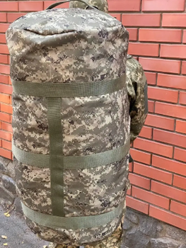 Рюкзак сумка баул 130 л военный ЗСУ тактический баул темно-зеленый пиксель
