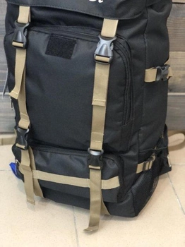 Рюкзак тактичний універсальний об'єм 75 літрів, військовий водовідштовхуючий із щільної тканини чорний (DS1440)