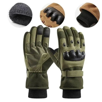 Тактичні зимові рукавички XL хакі штурмові