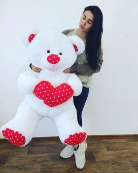 Плюшевый мишка с сердцем BigBears 130 см. Белый