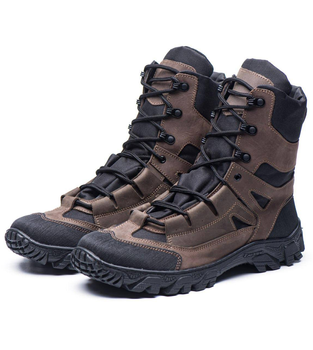 Берці демісезонні черевики тактичні чоловічі, натуральна шкіра та кордура, розмір 46, Bounce ar. ML-0746, колір коричневий