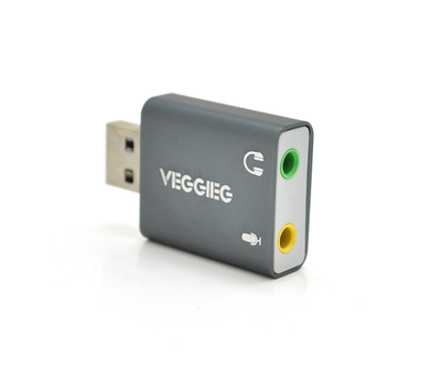 Контроллер VEGGIEG US3-B, USB-sound card (7.1), Grey, Blister-Box