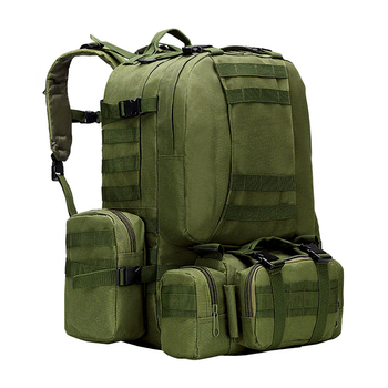 Рюкзак тактический армейский Light Tactic 75л. многофункциональный и 3 подсумки с водонепроницаемой ткани B08 Зеленый