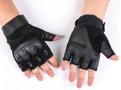 Перчатки тактические с косточками без пальцев XL длинна 15.5см ширина 11см Черные
