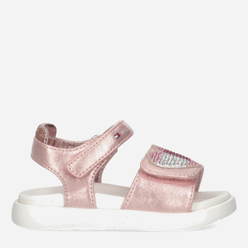 Sandały dziecięce dla dziewczynki Tommy Hilfiger Strass Heart Velcro Sandal T1A2-32752-1367341- 30 Różowe złoto (8052578172681)