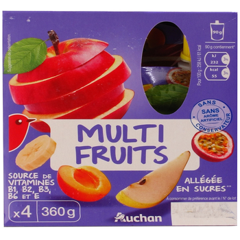 Фруктове пюре Auchan MultiFruits, 4х90 г