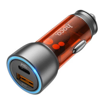 Автомобильное зарядное устройство Hoco NZ8 USB / Type-C PD QC 43W коричневое