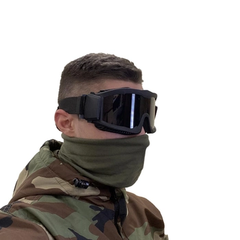 Тактическая ударопрочная маска с тремя сменными линзами Черная (толщина линз 3мм).баллистическая маска.очки