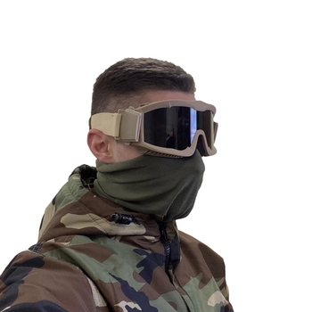 Тактическая ударопрочная маска с тремя сменными линзами (толщина линз 3мм).баллистическая маска.очки