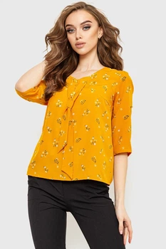 Блуза з квітковим принтом гірчичний 230R150-6 AGER XS