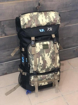 Рюкзак тактичний універсальний об'єм 75 літрів, що водовідштовхує із щільної тактичної тканини камуфляж (DN41001)