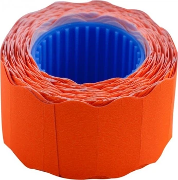 Этикет-лента (ценник) Buromax 26 х 12 мм, оранжевый, фигурный "волна", 10 шт., 500 этикеток в рулоне, наружная намотка (BM.282202-11)