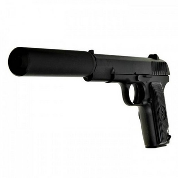 Детский Пистолет с Глушитилем ТТ Galaxy G33A металл, пластик стреляет пульками 6 мм Черный