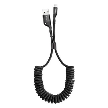 Кабель Baseus Fish eye Spring USB For Lightning (USB 2.0, 1 метр, швидка зарядка, спіральний кабель) - Чорний