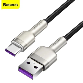 Кабель Baseus Cafule Series Metal USB to Type-C (66 Вт, 6А, 1 метр, тканинне обплетення) - Чорний