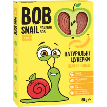 Цукерка Bob Snail Равлик Боб Яблучно-Банану 60 г (4820219345411)
