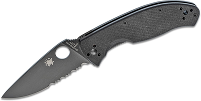 Карманный нож Spyderco Tenacious Black Blade, полусеррейтор (87.11.69)
