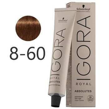 Краска для седых волос Schwarzkopf Igora Absolutes 8-60 Светло-русый шоколадный натуральный 60 мл