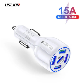 Автомобильное зарядное устройство от прикуривателя 5 USB QC 3.0 Quick Charge USLION UD2549 (BK-359) White