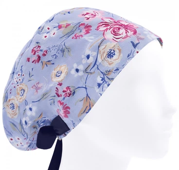 Медицинская шапочка женская HeadwearUniverse универсальная принт Розы на голубом