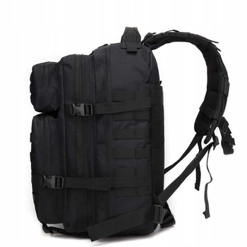 Двулямочный плечевой рюкзак туристический походной быстросъемный 45 л OXFORD 900D с системой вентиляции и сеткой MOLLE боковые стяжки черный