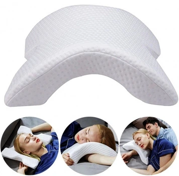 Ортопедическая подушка туннель для шеи с эффектом памяти Pressure Free Memory Pillow подушка изогнутая тоннель Белая