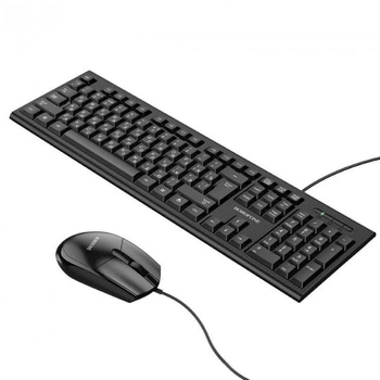 Проводная клавиатура с мышью BOROFONE Business keyboard and mouse set BG6 Office Combo RU/ENG раскладка Black