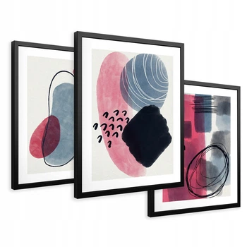 Модульна картина 3в1, акварельні плями графіка Printedwall, 43 х 99 см (0042)