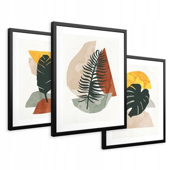 Модульна картина 3в1, бохо пальмове листя Printedwall, сучасний живопис, 43 х 99 см (0069)