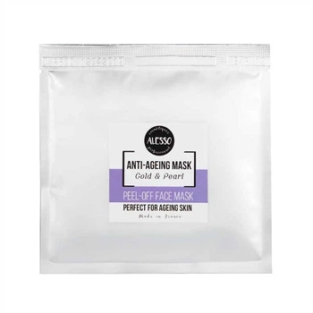 Альгинатная маска для лица омолаживающая,лифтинговая ALESSO Anti-Ageing Mask Gold & Pearl для всех типов кожи 25 г