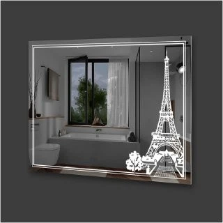 Зеркало "Экватор" с подсветкой LED ML - 104 (70x90) рисунок Эйфелева башня