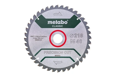Пилковий диск Metabo Precision Cut Wood Classic 216х2,4х30 мм Z40 WZ 5° neg, по дереву (Картон) 628060000 (8470)