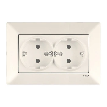 Розетка 2-я с заземлением VIKO Meridian кремовая (90970256-WH)