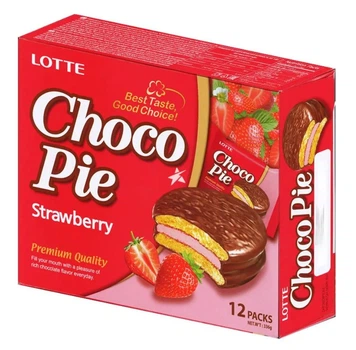 Десерт Choco Pie Strawberry с глазурью из молочного шоколада и нежным сливочным суфле 12 packs 336g