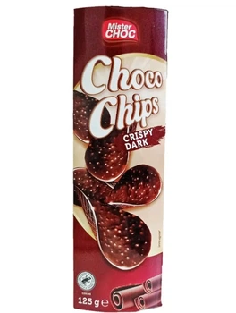 Шоколадные Чипсы Mister Choc Crispy Dark из черного шоколада 125g