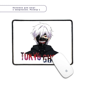 Коврик для мишки с оверлоком Токийский гуль Кэн Канэки лого-портрет(Tokyo Ghoul) (5962-3528-L) L