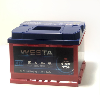 Автомобильный аккумулятор WESTA EFB 63Ah START STOP (+/-)