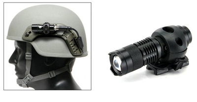 Адаптер крепления для фонарика на боковую рельсу шлема 25 мм Черный