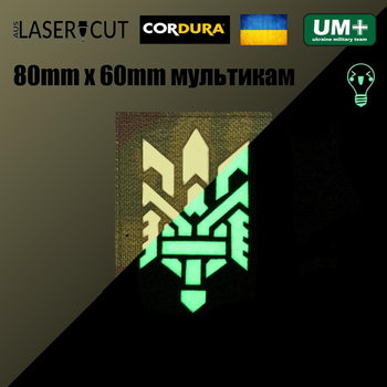 Шеврон на липучці Laser Cut UMT Герб 8х6 см Кордура люмінісцентний Мультикам