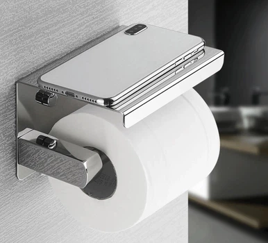 Держатель туалетной бумаги Primo TP01 металлический с полкой - Silver Primo TP01-SLV серебряный