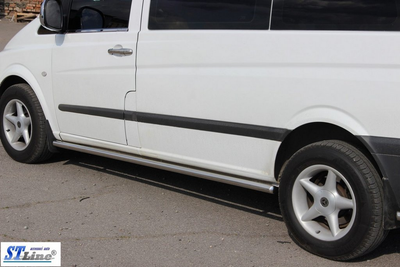 Боковые трубы BB001 (2 шт., нерж.) d60, Длинная база для Mercedes Viano 2004-2014 гг